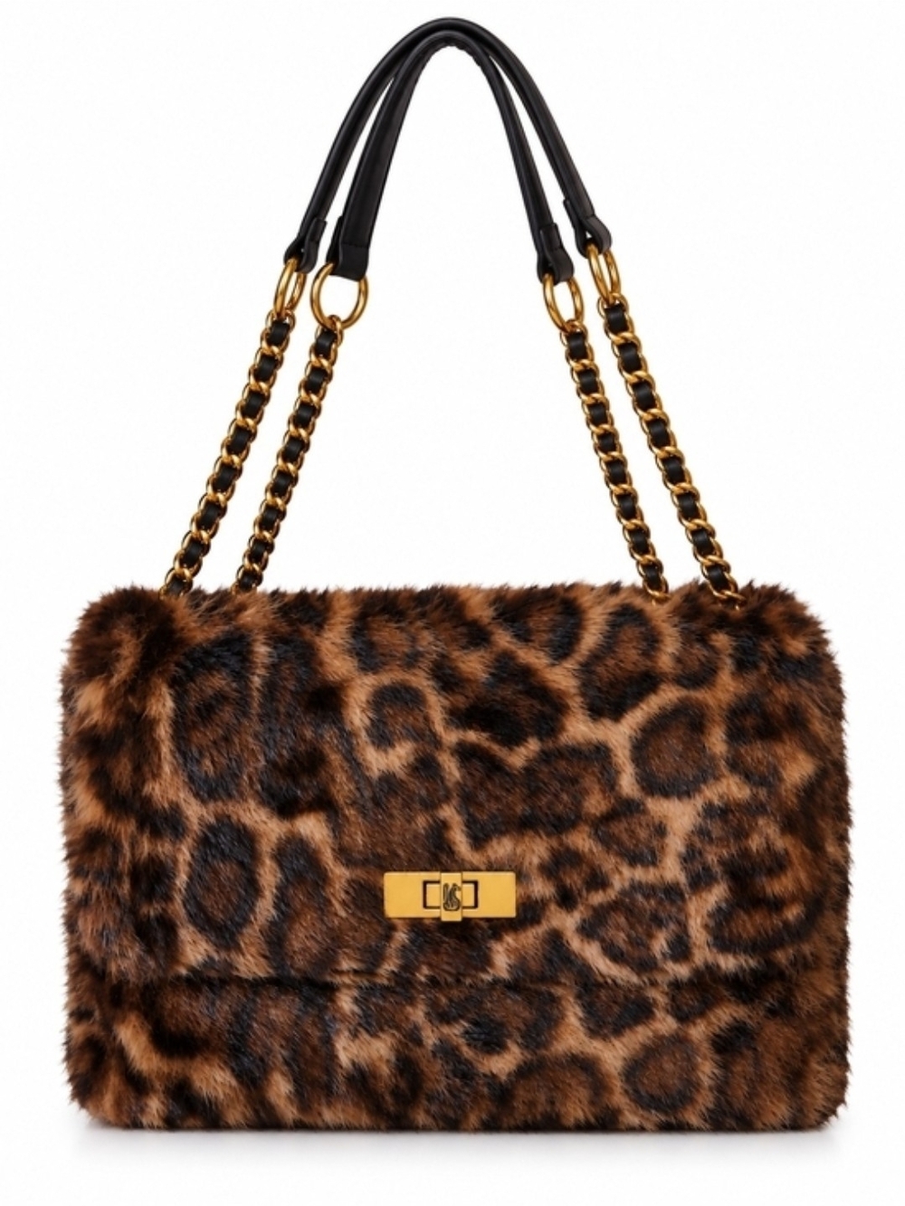 🤎▪️Steve Madden▪️ Leopard Faux Fur Shoulder Bag with Gold Chain